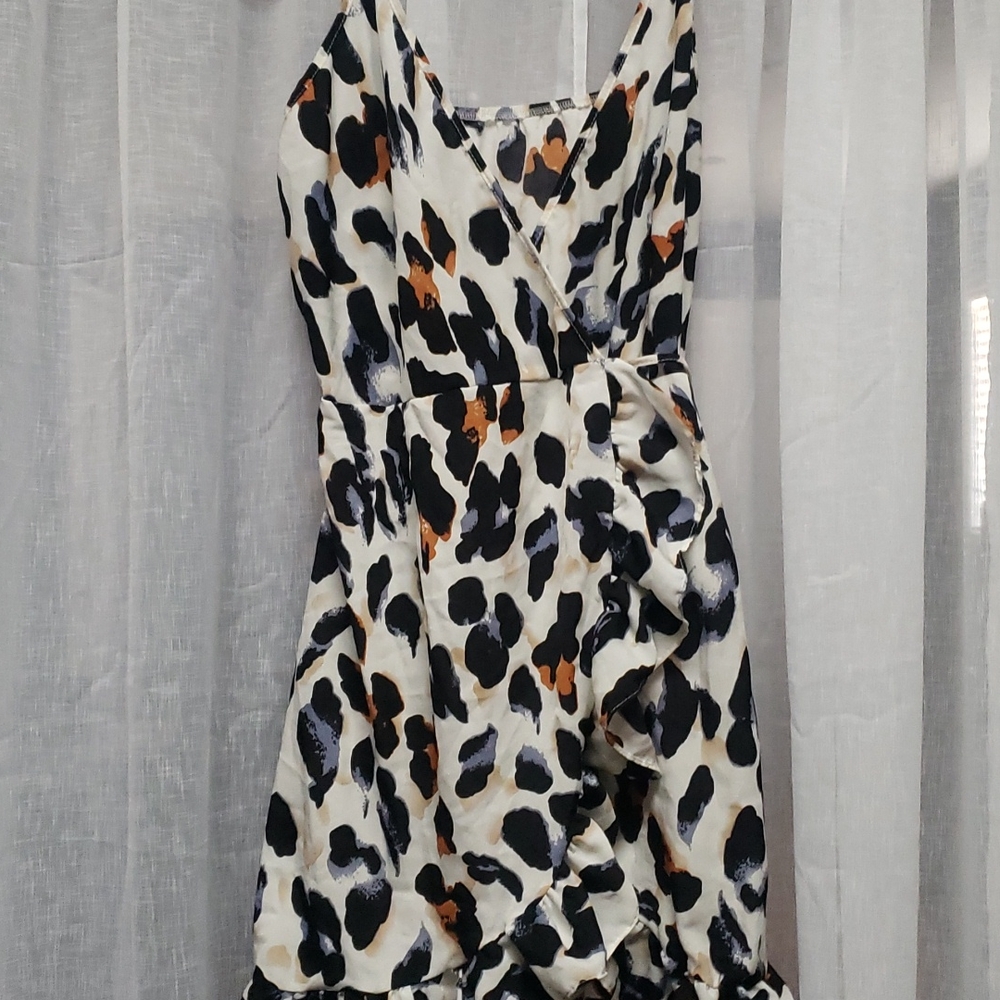 SHEIN - allover print ruffle hem dress